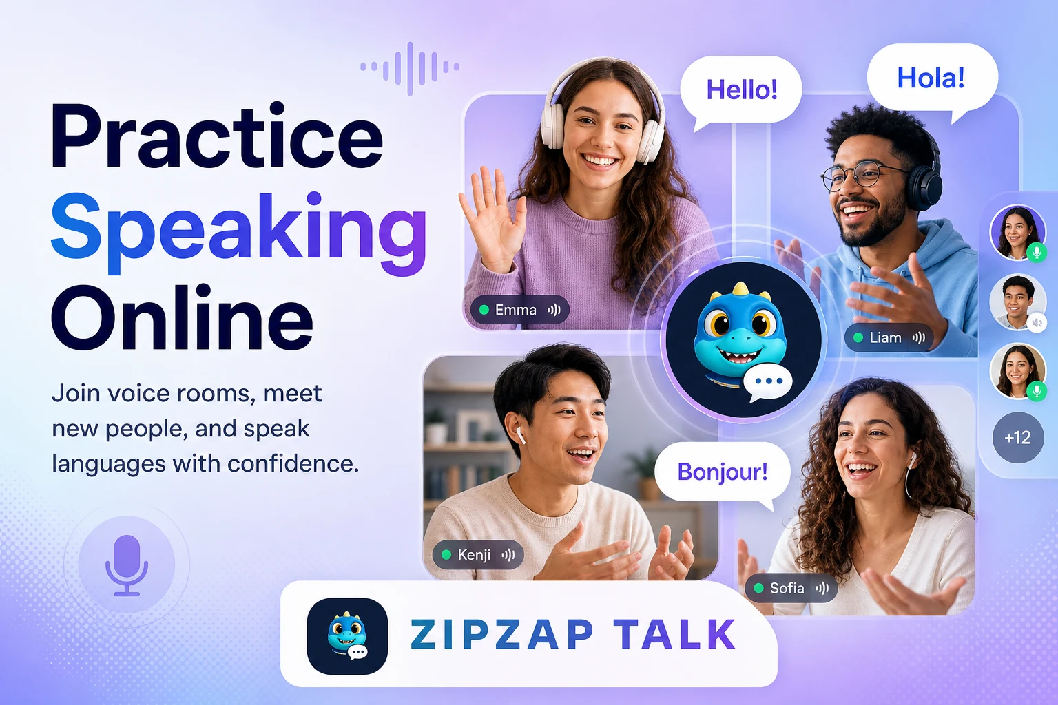 ZipZap Talk — language learning with voice rooms and AI translation